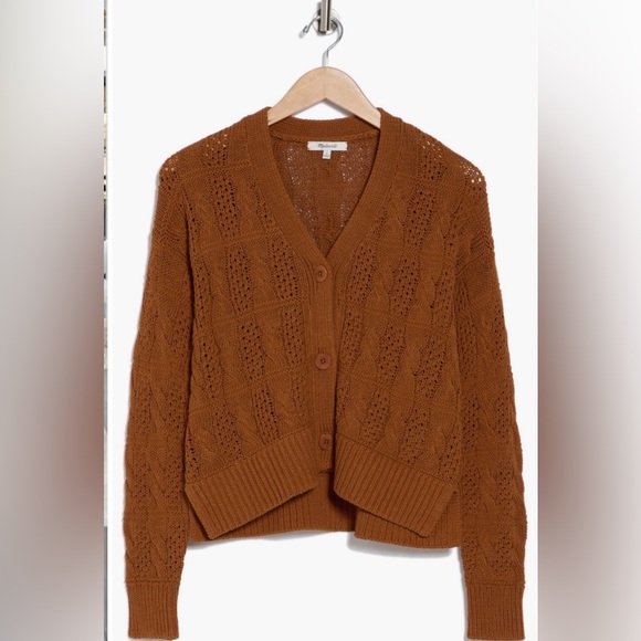 Madewell open stitch cable cotton brown Knit Cardigan - Picture 7 of 7